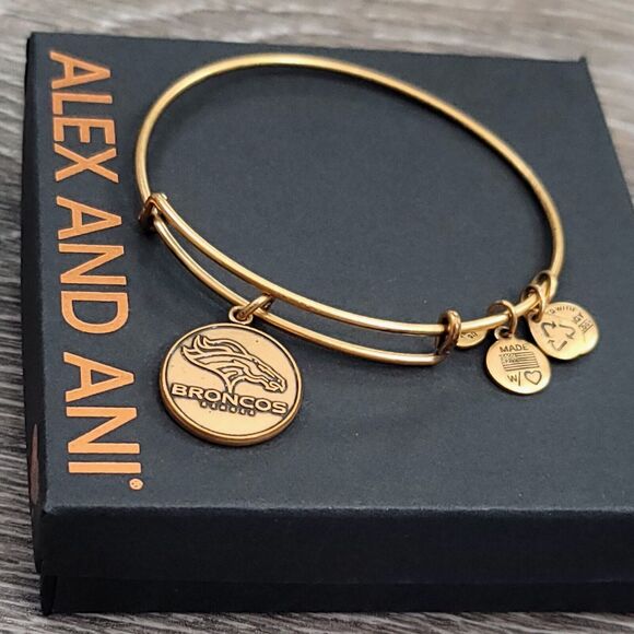 Alex and Ani Denver Broncos Logo Gold Charm Bracelet NFL - Picture 2 of 9